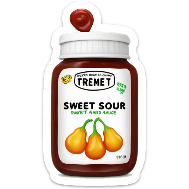 sweet and sour sauce with words "sweet and sour" on it sticker