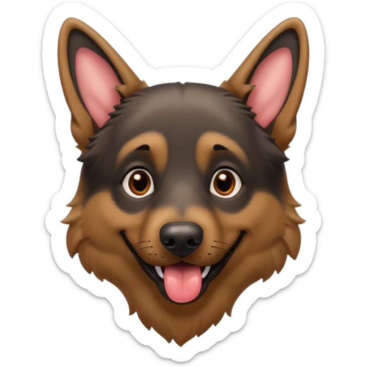 cartoon style dark German Shepherd dog with longer tongue hanging out  sticker