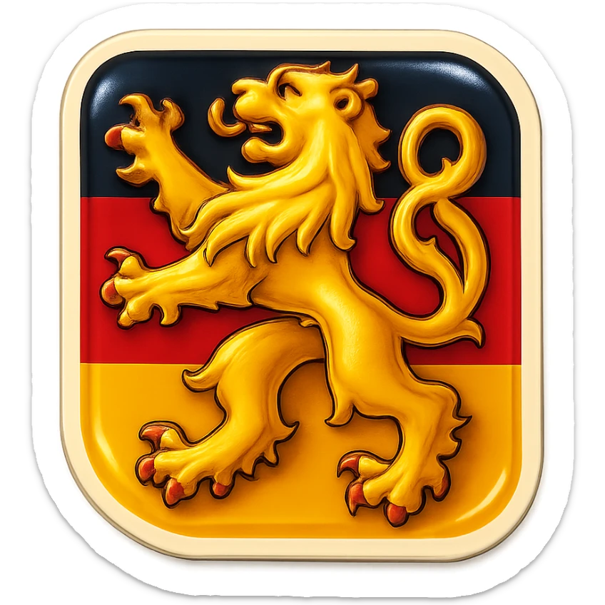 emoji of the Saarland lion, less cartoonish, with the Saarland flag as background, no text sticker