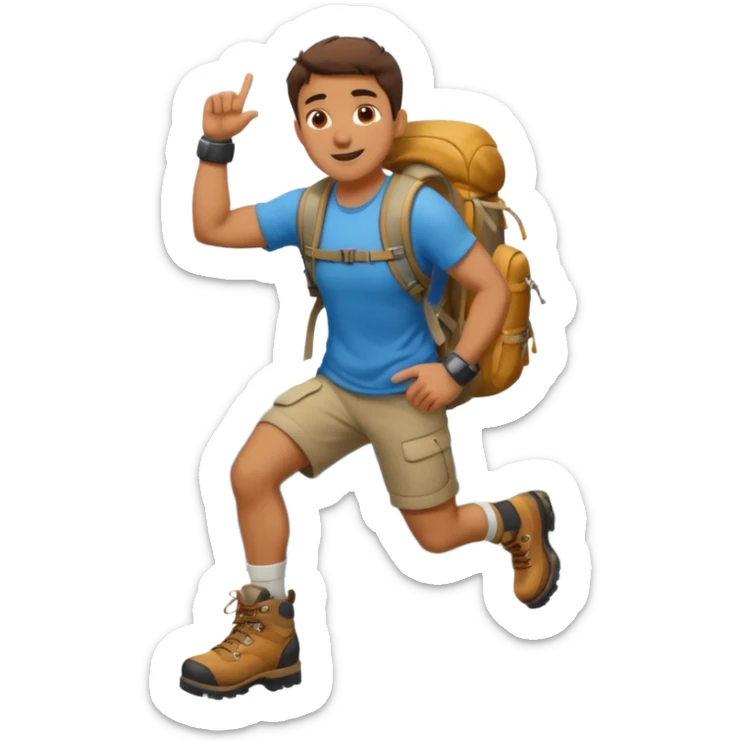 a man who managed to climb to the top of the mountain sticker