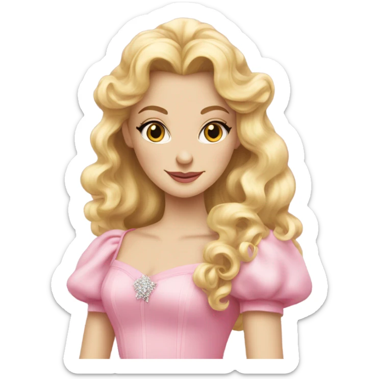 Glinda the good pink dress long blonde curly hair sticker