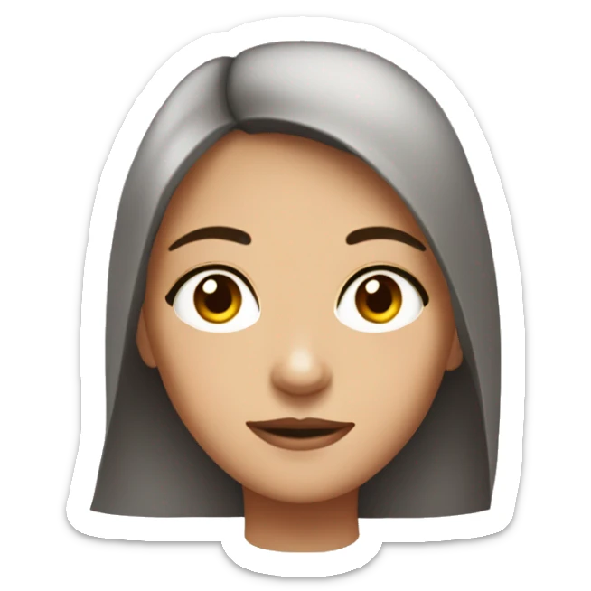 Brunette girl ugly with brown eyes and big red cover her sticker