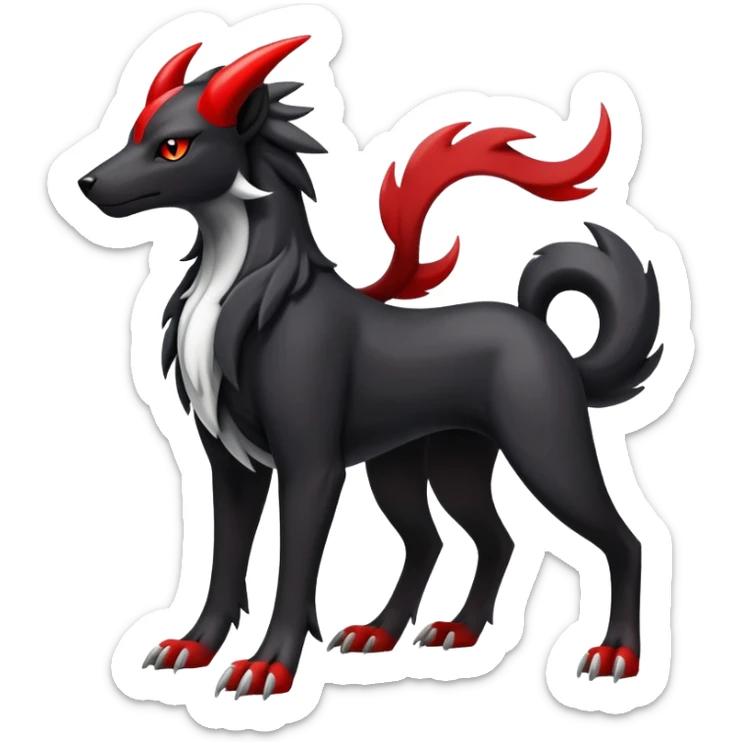 Shiny Exotic Excessive Mysterious Houndoom-Mightyena-Pokémon-Fakémon-hybrid-creature (full body) sticker