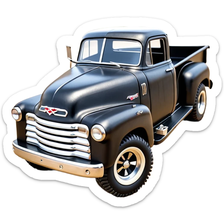 1:10 off-road lcg smoking Arrma Traxxas Basher Wednesday Adam’s 1954 blackened tarnished hotrod utility streamlined anime Chevrolet extended cab rc pickup (extra wide low-profile pin tires chrome wheels with fenders) sticker