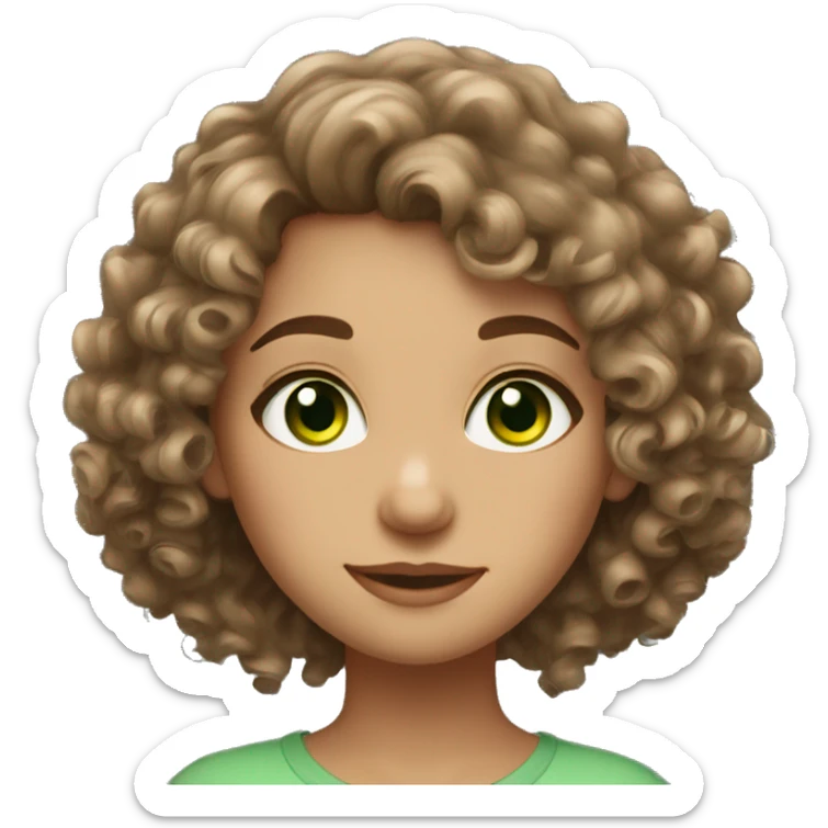 Beautiful girl with curly brown hair and green eyes sticker