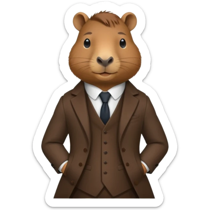 Asme una capibara con trage elegante solo que se le vea desde el traje  sticker