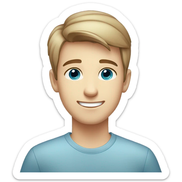 confident happy clean shaven pale teen boy with short light brown hair blue eyes portrait sticker