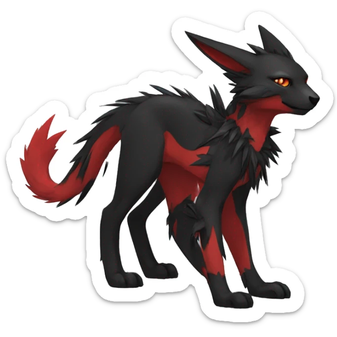 cool edgy black punk red animal hybrid Fakemon full body sticker
