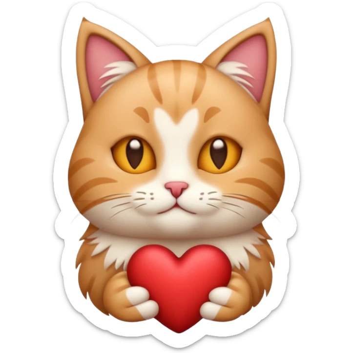 A stylized Christmas emoji of a cute cat and a heart, minimalist design, soft warm colors, cozy winter mood, simple background, sweet and romantic.
 sticker