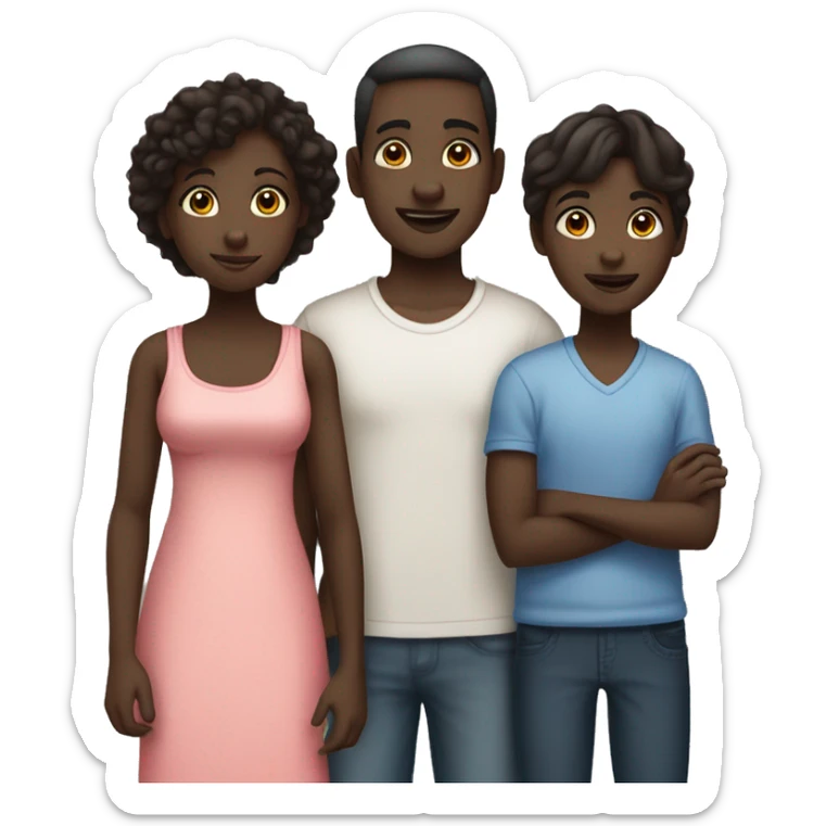 family. 4 Siblings. 3 male. 1 female. The girls are all tall 1 girl is dark skin and the other 3 boys taller and dark skin sticker