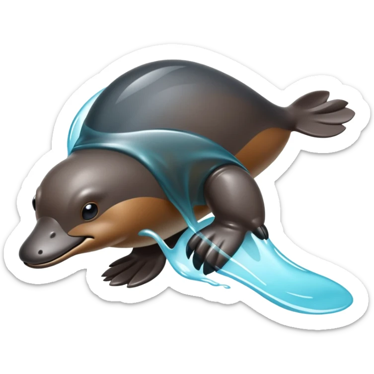 A platypus with a body made of flowing obsidian that constantly shifts and reshapes. Its bill can harden into a razor-sharp edge or soften to sense electrical signals. sticker