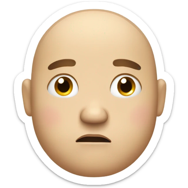 Very tired person who looks exhausted and is overweight, has barely any hair and huge under eye circles   sticker