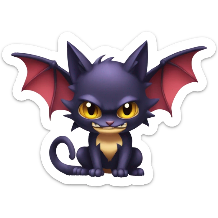 Cool Cute Edgy Chibi Bat-Cat-Noivern-Noibat-Litten-Pokémon-Fakémon-hybrid sticker