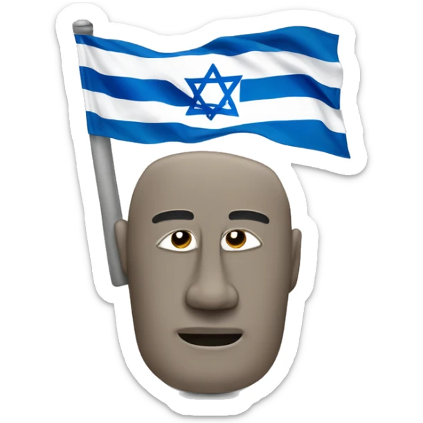 flag of israel with Moai instead of star of david sticker