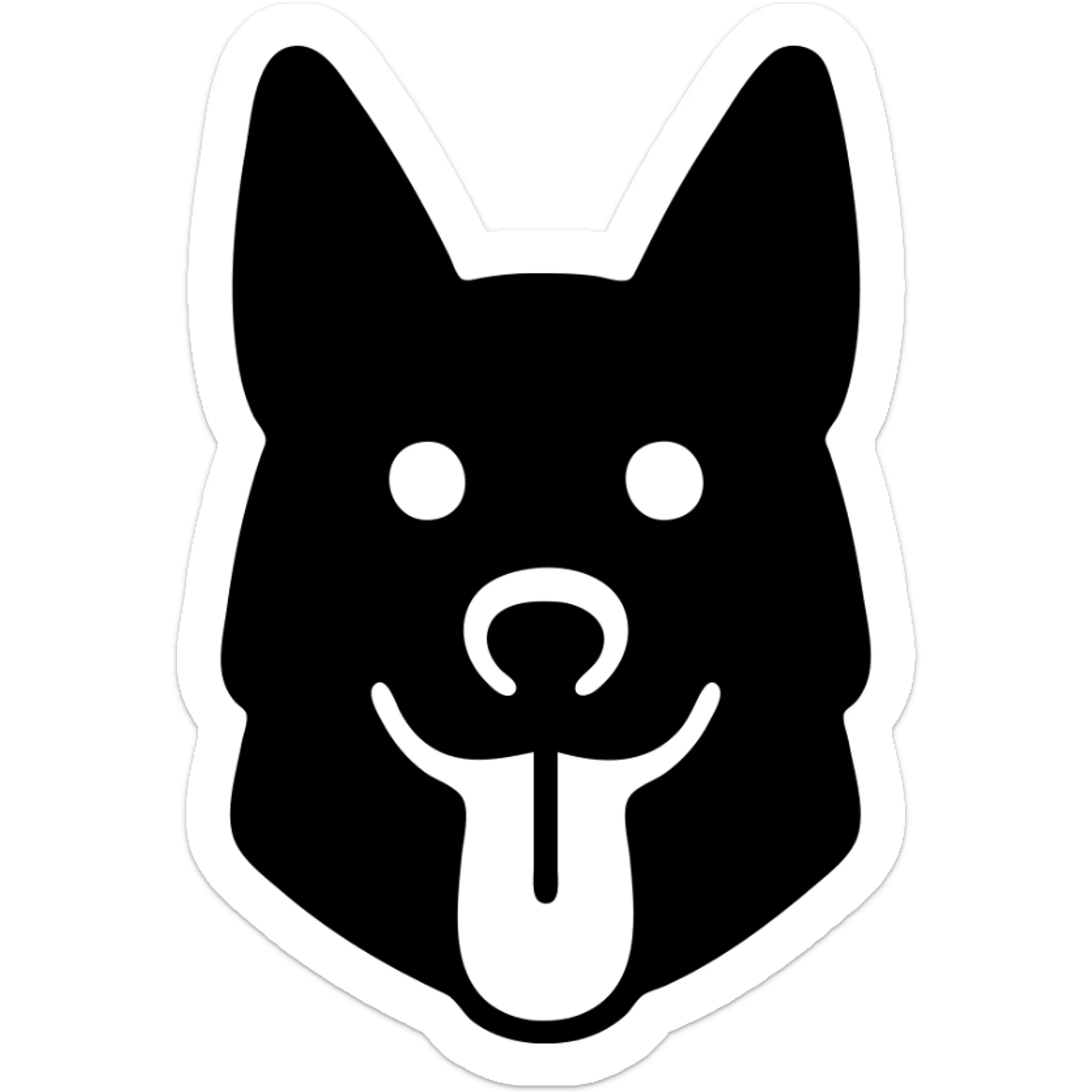 minimal flat icon style dark German Shepherd dog with its tongue hanging out long sticker