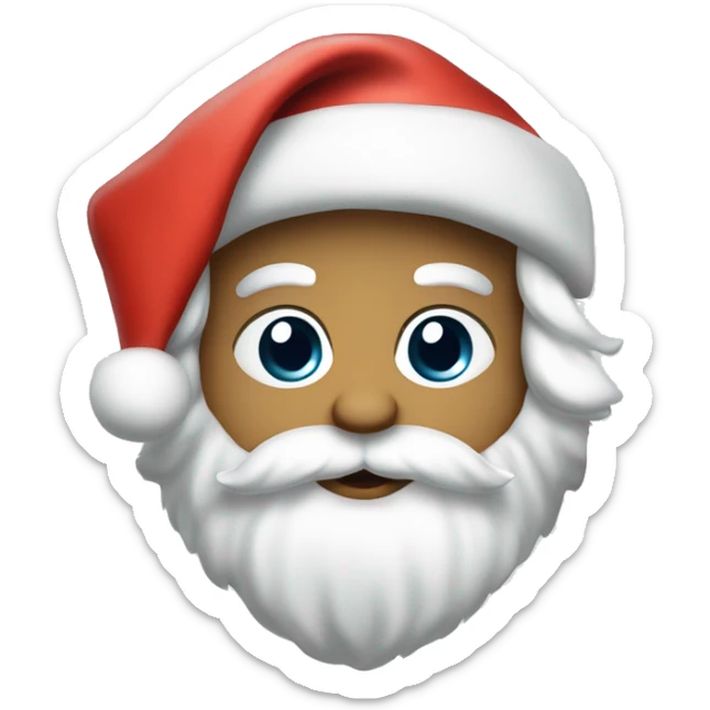 “An adorable Santa with a red suit, fluffy white beard, rosy cheeks, big eyes, and a red hat with a white pom-pom.” sticker