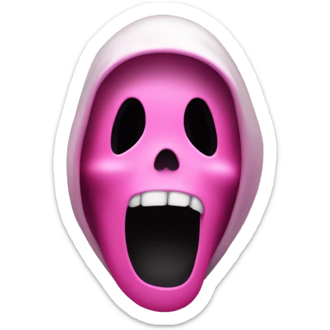 ghostface from scream scary movie in shades of pink with an open screaming black mouth hole sticker