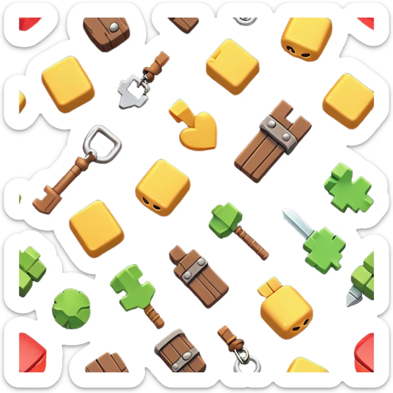 Clash of Clans aesthetic: Cinematic Playful Pixel 3D Key Emoji, rendered in a 3D vector-style similar to standard emojis with minimal shading and bold, simplified shapes. A compact, distinct form with signature details, softly glowing with a pixelated adventure charm. Simplified yet unmistakably iconic, highly detailed and consistent, glowing with a soft radiance and high shine. Stylized with a touch of classic pixel-art charm and a soft glowing outline, capturing the essence of a beloved gaming relic with a friendly, playful manner! sticker