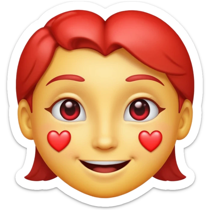 emoji of a smiling face with heart eyes, fish eye lens effect sticker