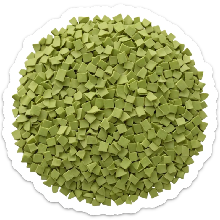 loose pinch of dried oregano, muted olive and green, crumbly texture, finely broken, lightweight, slightly curled, dry matte, 3D-rendered, minimal, no faces, transparent background sticker