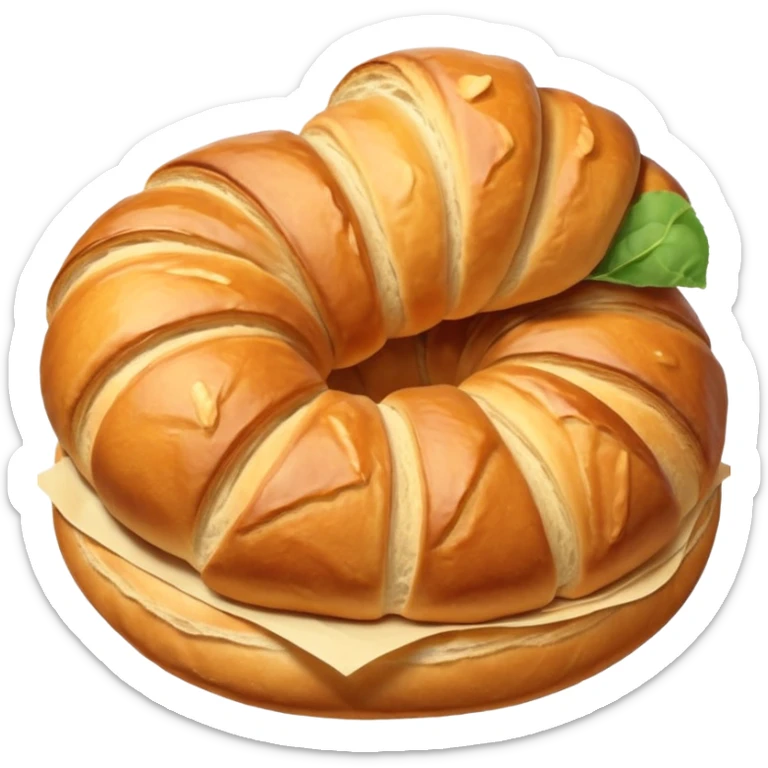 meat.A group of baked goods: a round bread roll beside a small croissant on a warm golden background. sticker