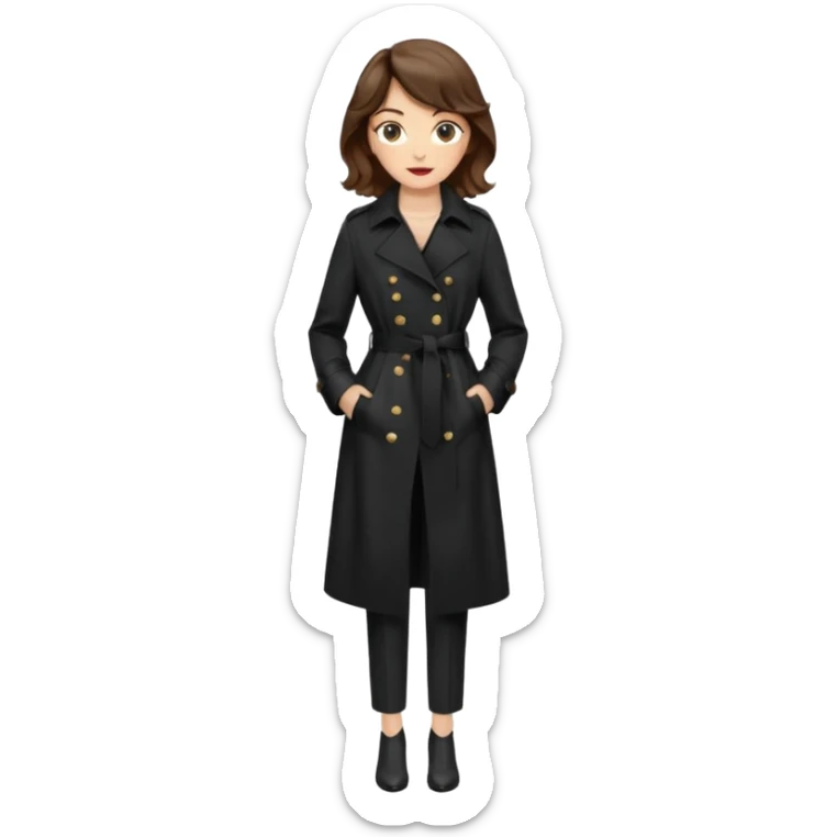 Dalgalı saçlı, hafif perçemli; kehribar gözlü, küçük kalkık burunlu ve dolgun dudaklı. Oval yüzlü, çıkık elmacık kemikli. Omuzları geniş, beli ince, kalçası dolgun. Old money tarzında, siyah trençkot ve kumaş pantolon seven, dikkat çekici bir kadın. sticker