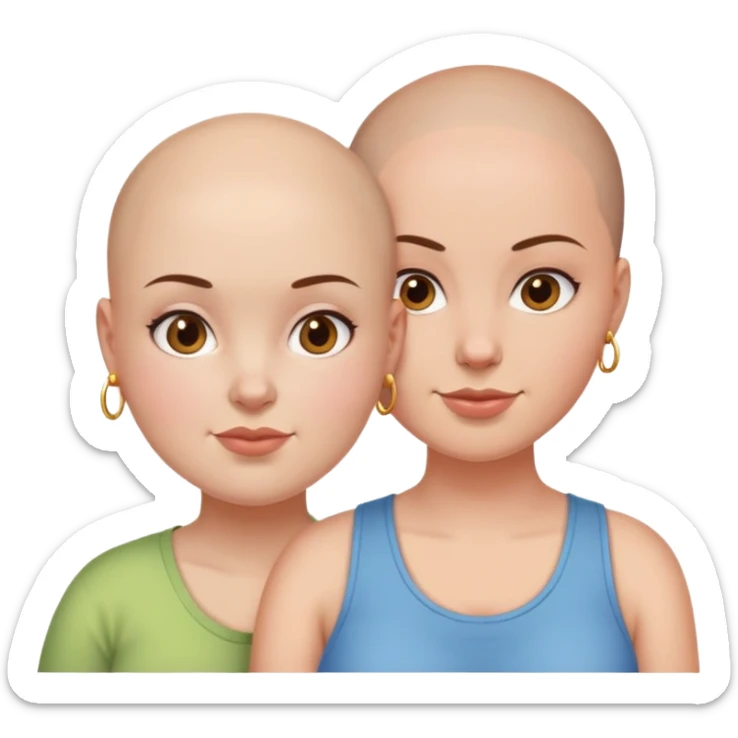 One bald girl best friend and one fat girl best friend with brown hair sticker