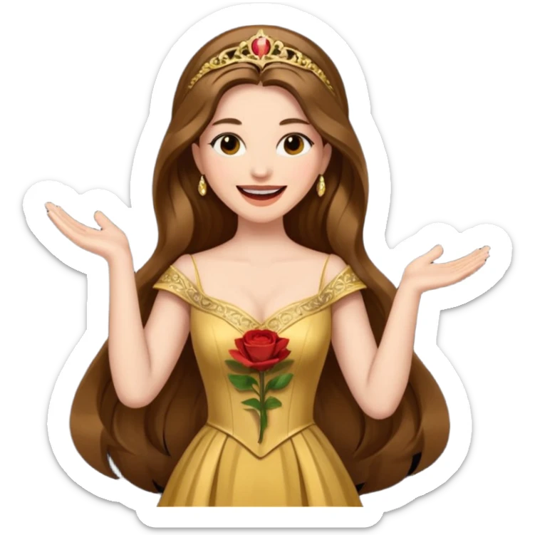 woman opera singer singing with long brown hair and golden dress sticker