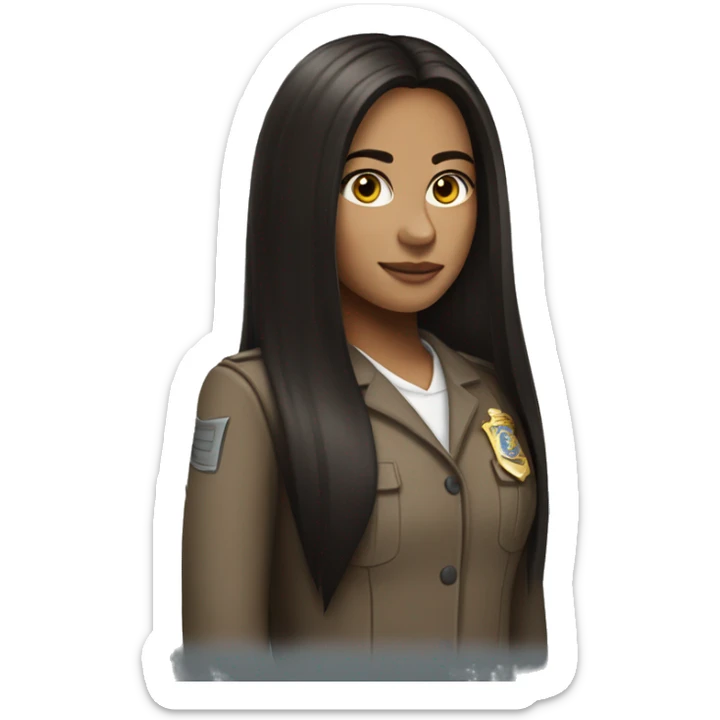 Brunette girl with long straight dark brown hair in the criminal justice career field  sticker