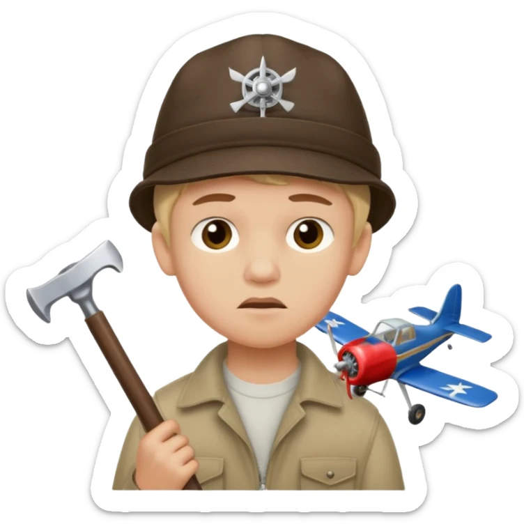 13 y/o Brian robeson at the beginning of Hatchet
struggling with his parents' recent divorce and harboring . He is angry, self-pitying
He is carrying a hatchet
He is on a single-engine plane with a pilot who soon suffers a heart attack, leaving Brian to navigate the crash and his new, harsh reality. sticker