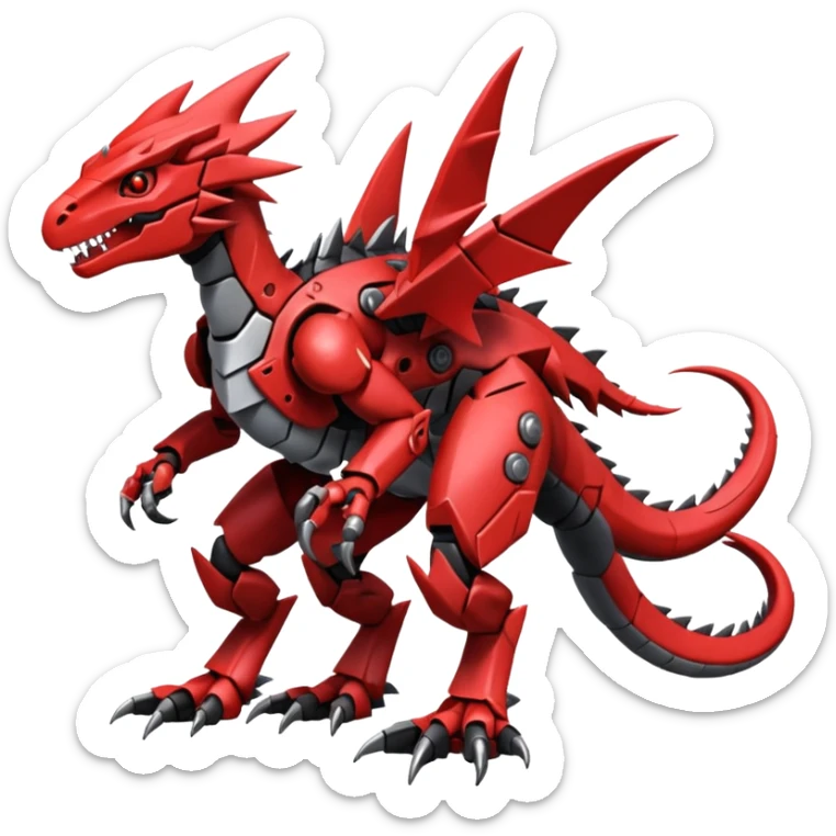 Cool Edgy Black Red Digimon-Fakemon-Guilmon-Velociraptor-Dragon-Mecha full body sticker