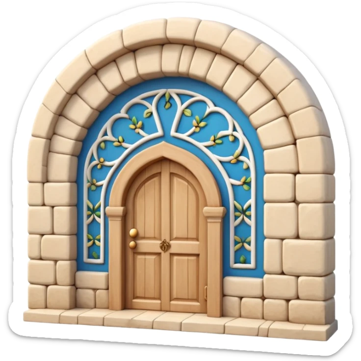 3D Apple-style emoji of a Turkish han. Rounded stone building, arched wooden door, small arched windows, simple Iznik tile decoration. Glossy, smooth, soft shadows, bright daylight, clean white background.




 sticker