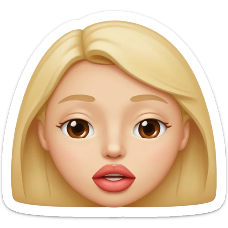 

I'd like an emoji with slightly squinty eyes, a mouth giving a tight kiss with little creases around the lips sticker