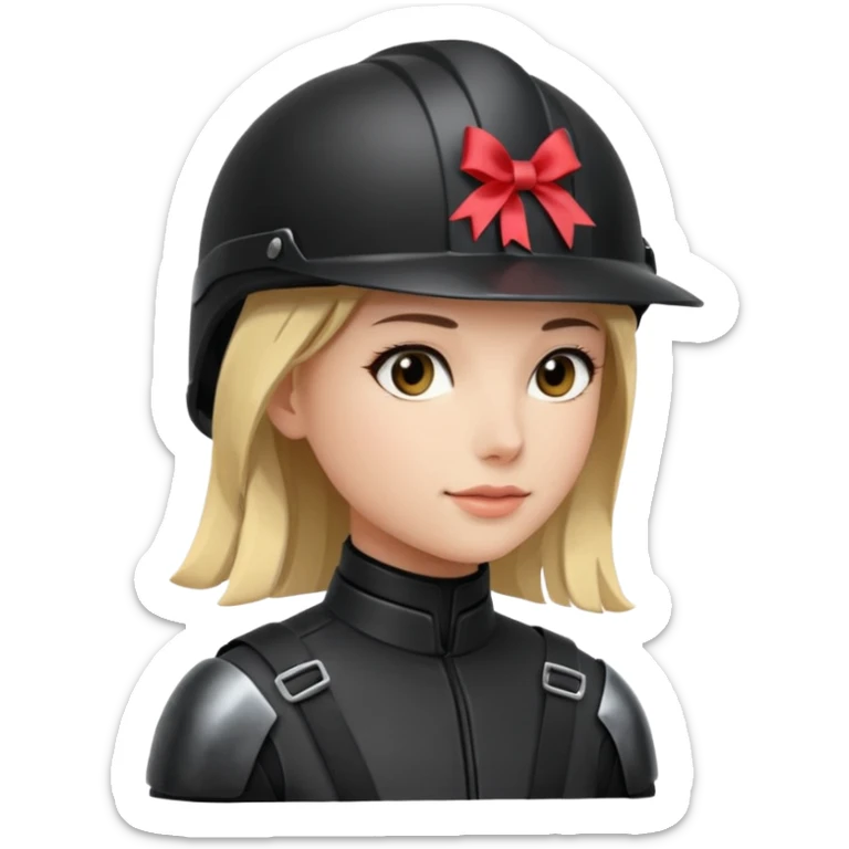 Rider helmet black matte at the back theres ribbon attached for female rider sticker