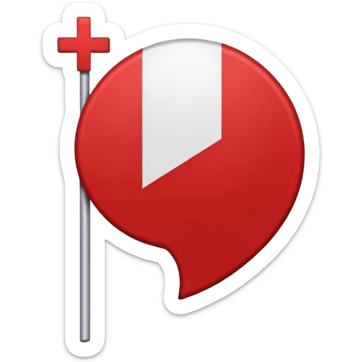 Créame un emoji de una bandera roja con un círculo blanco a un costado y una cruz dentro del circulo boanco no dentro del circulo blanco q este la cruz color negro sticker