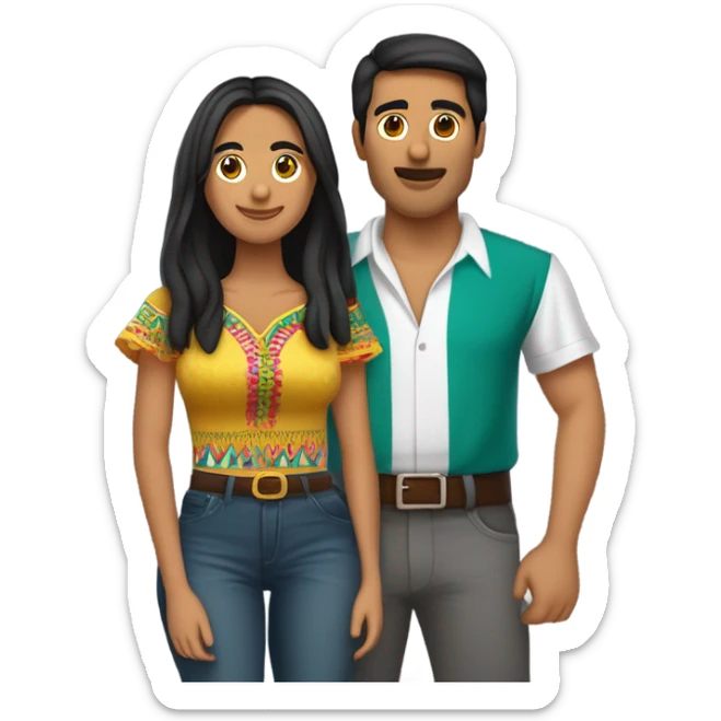 Crea una pareja donde el es mexicano y ella colombiana sticker