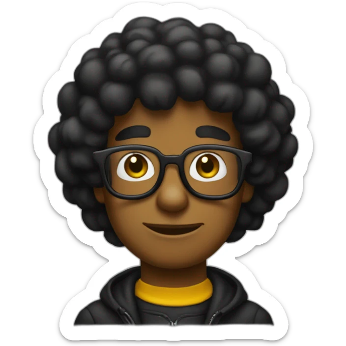 Crea un emoji al estilo de los simpson de un joven con vabello negro y lentes negros sticker
