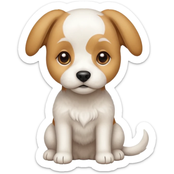 a full body white beagle x maltese x chi dog the size of a kelpie with light brown ears and a light brown patch on one eye sticker