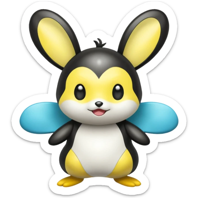 Shiny black and white and yellow and cyan Emolga (full body) sticker