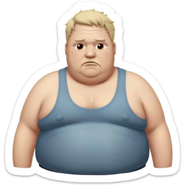 extremely morbidly obese middle aged white man in wifebeater with  dirty appearance. His hair is very greasy and he looks lazy and uncaring sticker
