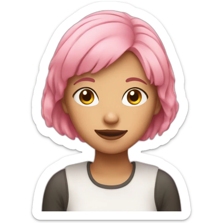 girl with pink hair smelling loaf of bread sticker