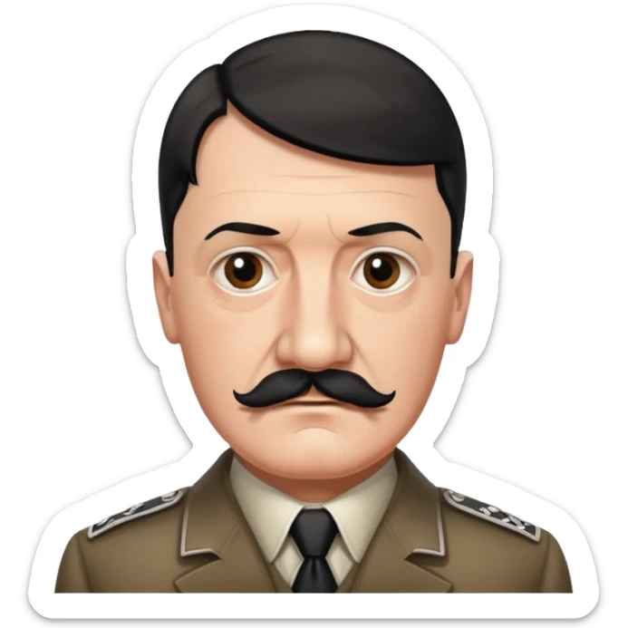 Je veux un emoji représentant adolf Hitler portant une moustache noir et carré rajoute son symbole  sticker
