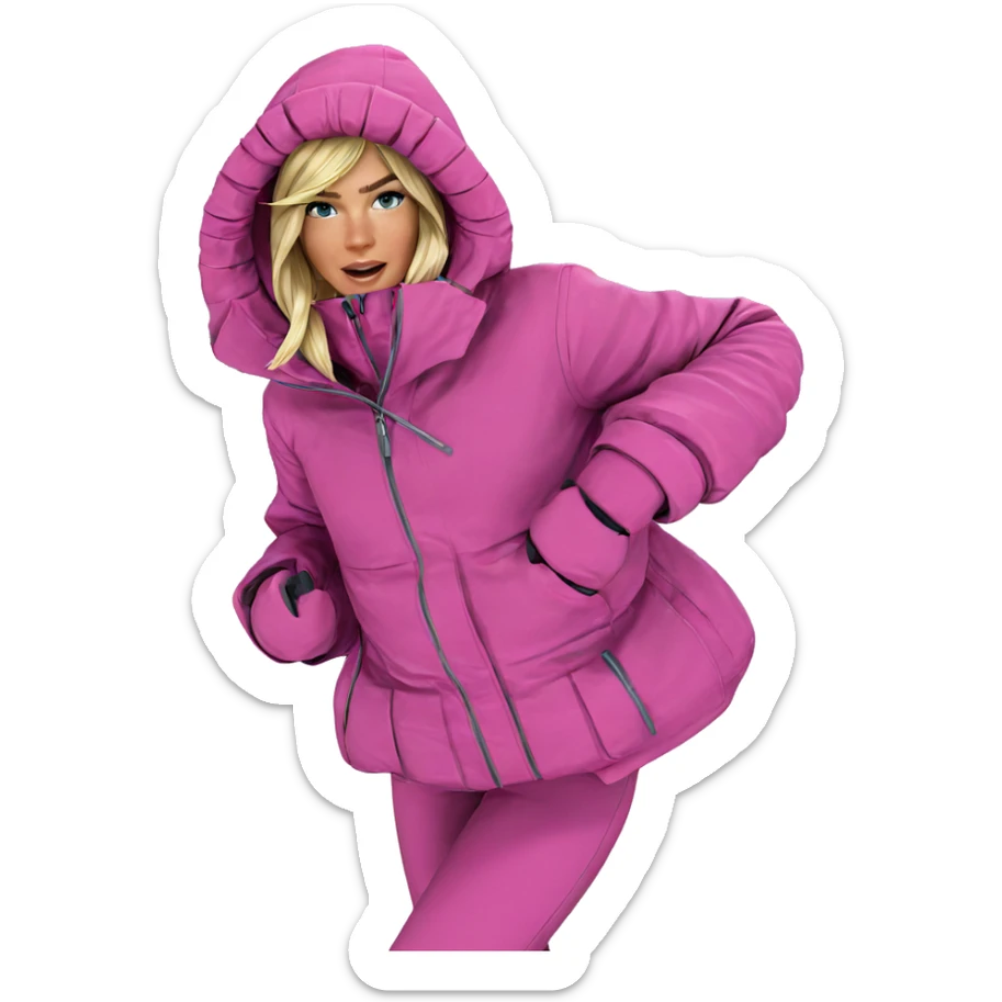blonde girl in snowy mountains sticker