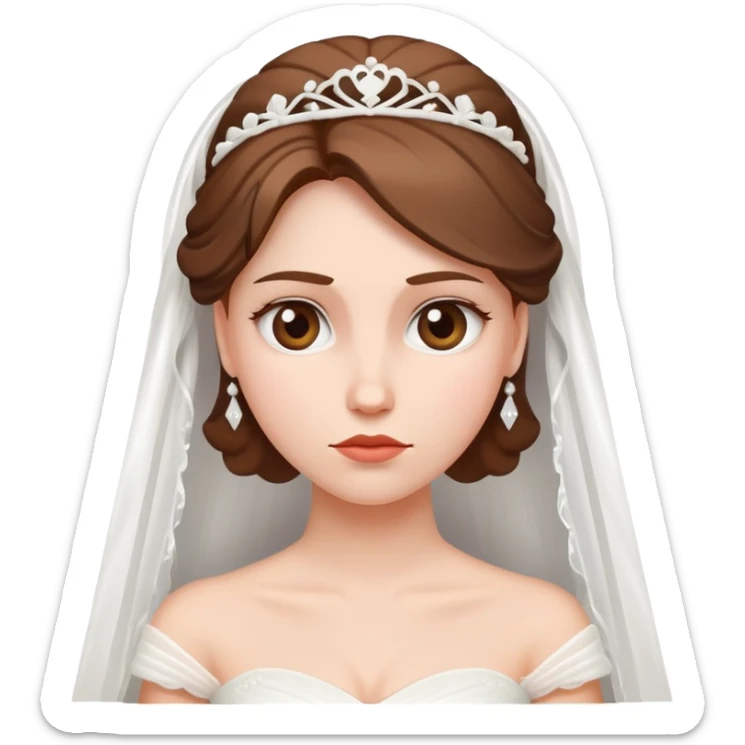 bride in a wedding dress with a faint broken heart symbol, subtle and playful, no explicit content sticker