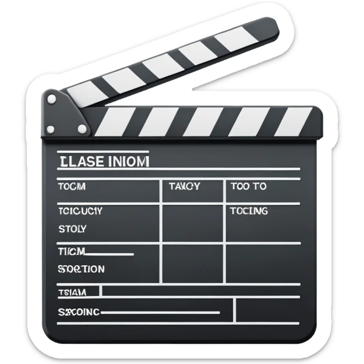 side view of film slate outline, just essential black lines, no color or fill sticker