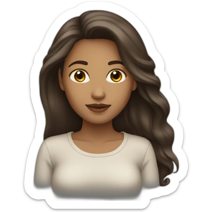 woman light brown skin long dark hair sticker