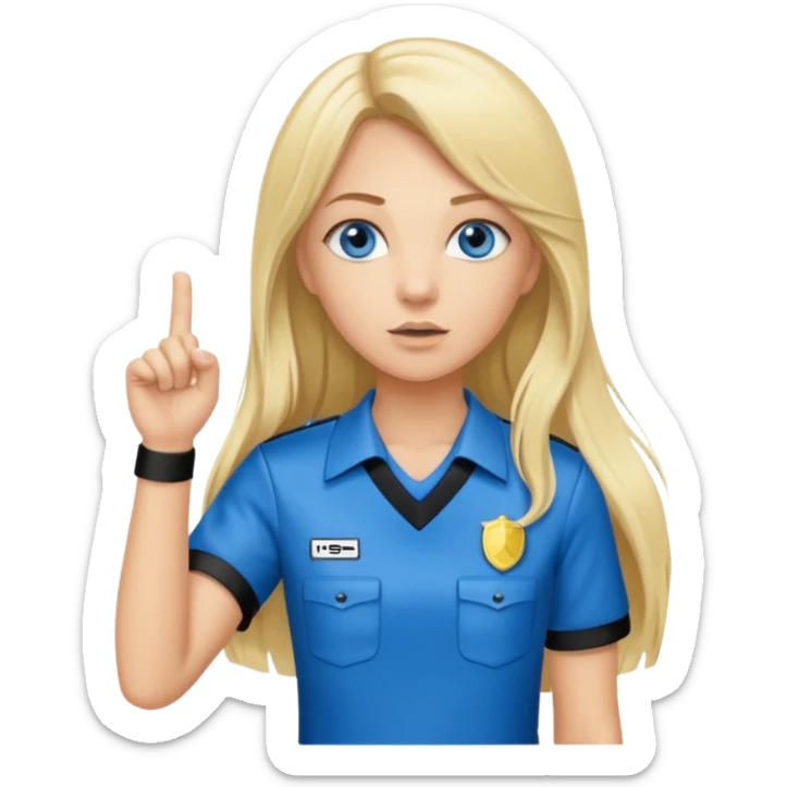 blue eyes blonde girlIN REFEREE UNIFORM STANDING UP LONG HAIR WHISTLE sticker