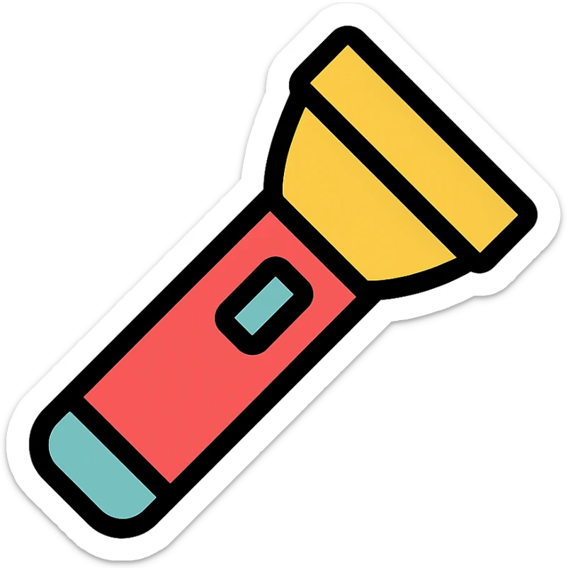 linterna icono con contorno negro y color sticker