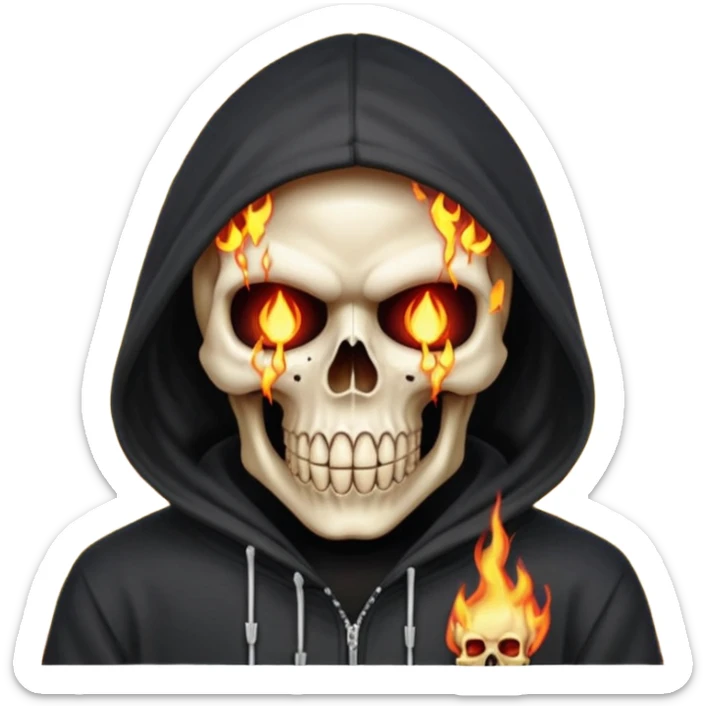 Bro I wanna skull with hoodie on the hoodie has to be on fire and I want matrix blood with the codes and weird numbers spilling out eyes and mouth almost give him a diamond grill in his mouth make it shinny where is the matrix symbols  sticker