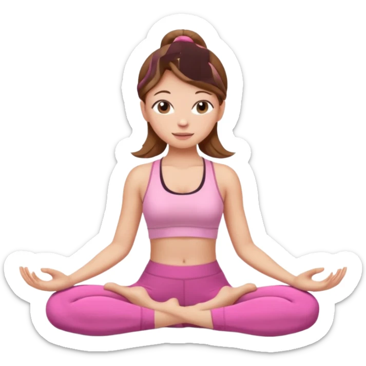 Girl with light brown hair doing yoga in pink yoga clothes sticker